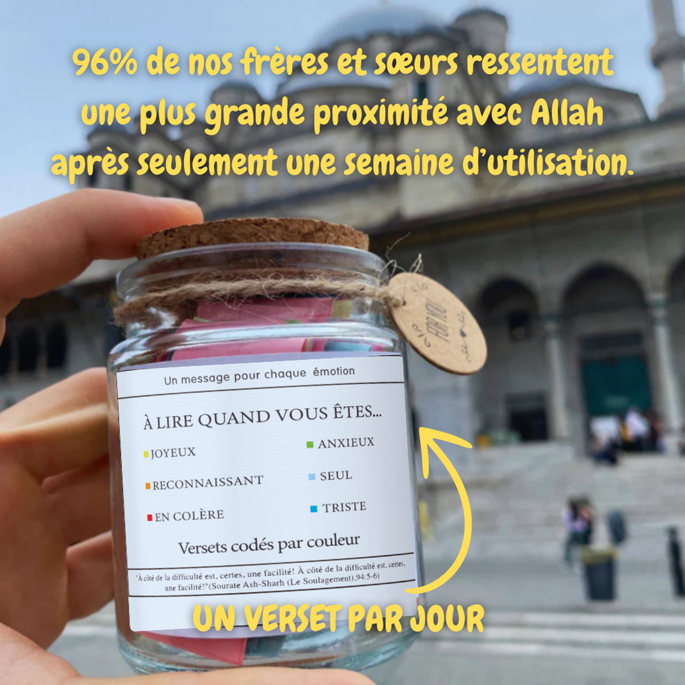 Bocal Islamique avec Versets du Coran - Notes Colorées de Louanges et Meilleurs Vœux pour la Lecture du Coran - Cadeau Musulman