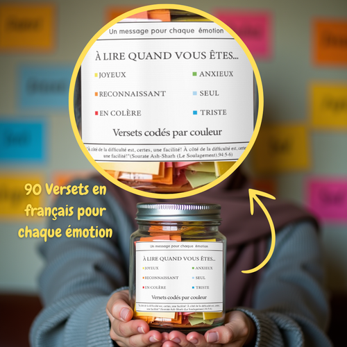 Bocal Islamique avec Versets du Coran - Notes Colorées de Louanges et Meilleurs Vœux pour la Lecture du Coran - Cadeau Musulman
